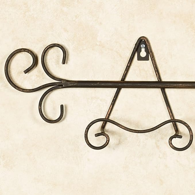 Touch of Class Galla Petite Plate Rack - Antique Bronze - Metal Hanging Collector Holder - Decorative Vintage Holders For Wall - Displays 4 Plates - 42 Inches Wide