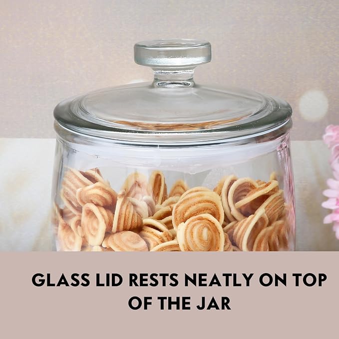 1 Gallon glass jars, Cookie Jar & Candy Jar with Lid, Large Food Storage Container,glass jar with lid for Buffet, Coffee & Flour, Laundry Room Storage & Pantry 2pcs