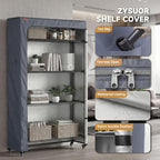 600D Oxford Wire Rack Cover 30" W x 14" D x 62" H, Heavy Duty Waterproof Shelving Protector with Side Tool Pocket, 3-Way Opening Dustproof Storage Shelf Cover for Bathroom, Grey