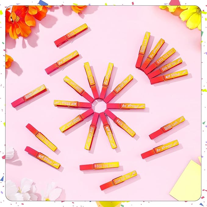 Kigeli 30 Pcs Spirit Clips Cheer Pins Cheerleader Gifts Clothes Pins For Backpacks Competition Glittered For Team Cheer Gifts Stuff Supplies Party Favors Accessories Bulk(Red, Gold,Gradient)