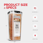 Tafura Bread Container - 5.8 Liter BPA Free Plastic Bread Box - Container/Holder for Homemade Loaves and Baked Goods with Black Airtight Lid