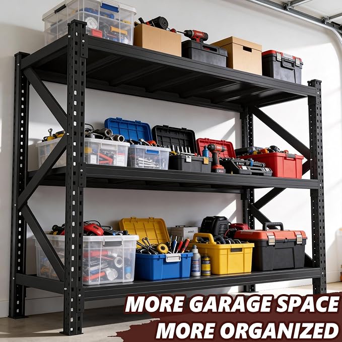 Heavy Duty Metal Shelving Unit - Industrial Grade Adjustable Shelves - 67" W x 19.6" D x 63" H - 4500 lbs Load Capacity Shelf for Garage, Workshop, Basement
