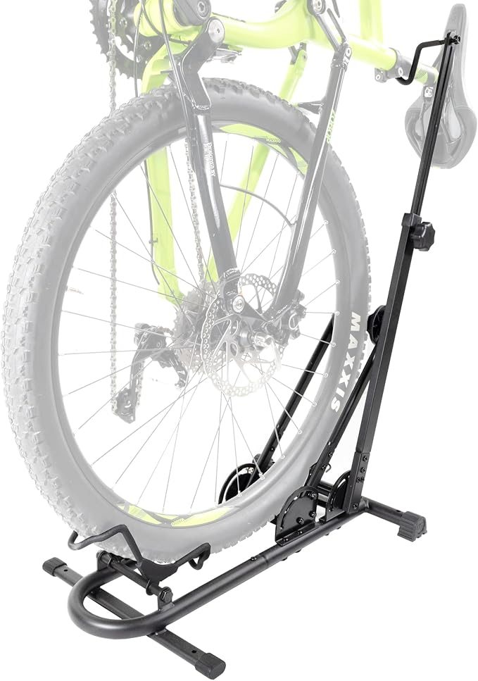 CyclingDeal Upright Bike Stand - Premium Quality Vertical & Horizontal Adjustable Bicycle Floor Parking Rack - for Storing MTB Road Bikes - up to 29