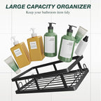 Shower Caddy Adhesive,No Drill Bathroom Organizer with Soap Holder,Large Capacity Rustproof Shelves for Inside Shower,Bathroom Organizers and Storage,Black
