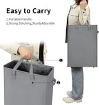 ZERO JET LAG Slim Laundry Hamper With Handles Collapsible Laundry Basket Thin Dirty Clothes Basket Narrow Laundry Bag Foldable Dirty Cloth Hamper 45L (23 inches,Grey)