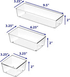 Simple Houseware Clear Drawer Organizer for Office Bin Desk Storage, Assorted Size, 6 Packs