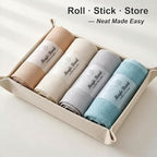 8 Pack Self-Adhesive Clothes Organizer Straps, Reusable Clothing Storage Bands for Shirts & Towels, Fabric-Safe Closet Organizer Straps for Drawer & Luggage Packing (Large)