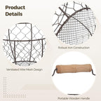 2 Pcs Wire Egg Baskets, Farmhouse Chicken Egg Collecting Baskets, Rustic Metal Egg Storages with Wooden Handle, Stackable Fresh Holders for Fruits, Vegetables, Sundries