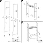 Over-The-Toilet Storage Rack, 4-Tier Bathroom Organizer Shelf Over Toilet with Barn Doors Cabinet and Basket, Freestanding Space Saver Bathroom Shelves with Paper Holder Above Toilet (Black & White)