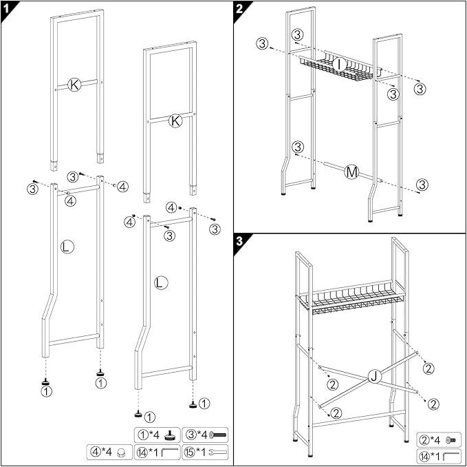 Over-The-Toilet Storage Rack, 4-Tier Bathroom Organizer Shelf Over Toilet with Barn Doors Cabinet and Basket, Freestanding Space Saver Bathroom Shelves with Paper Holder Above Toilet (Black & White)