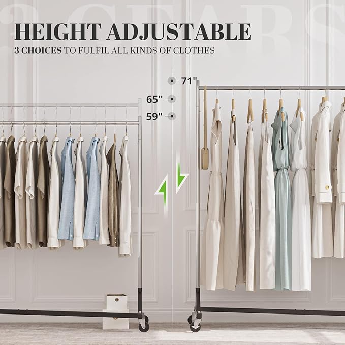 HOKEEPER Z Base Clothing Rack Heavy Duty Clothes Rack for Hanging Clothes Hold 500LBS Commercial Garment Rack with Wheels Adjustable Rolling Clothes Rack Portable Z 24" Dx63 Wx71 H, 4 Pack