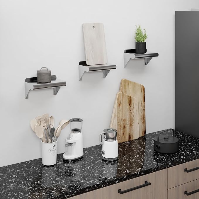 AmGood 6 in. x 10 in. Stainless Steel Wall Shelf | NSF | Metal Shelving | Garage, Laundry, Storage, Utility Room | Restaurant, Commercial Kitchen