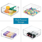 iDesign Clarity Plastic Drawer Organizer, Storage Container for Kitchen Gadgets, Corks, Sticky-Notes, Clips in Pantry, Cabinets, Countertops, 4" x 4" x 2" - Clear,X-Small