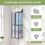 Large Capacity Three-Layer Towel Racks for Bathroom Wall Mounted, Updated 3 Bar Towel Holder for Bath Wall, Bath Towel Rack for Bathroom Wall, Metal Small Bathrooms Towel Storage Rack, Rustic