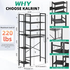 8-Tier Over The Toilet Storage with Side Rack, Over Toilet Storage Rack with Adjustable Shelf & Drain Basket, Freestanding Bathroom Organizer for Balcony, Laundry (Pure Black)