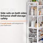 Over-The-Toilet Storage Rack, 4-Tier Bathroom Organizer Shelf Over Toilet with Adjustable Shelf and Basket, Freestanding Space Saver Bathroom Shelves Above Toilet for Room (Pure White)