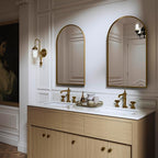 Kohler 36540-BGL Verdera® Medicine Cabinet Mirror, Arched Design, Left-Hinged, Mirrored Interior, Adjustable Shelves, Rustproof, 20 in. W x 34 in. H, Moderne Brushed Gold