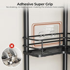 Orimade Rustproof 4 Tier Floor Standing Corner Shower Caddy Organizer with Toothbrush Holder, Large Spacing Floor Shower Shelf Rack Storage Stands with Hooks for Bathroom Kitchen, Black