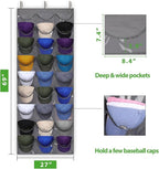 Dofilachy Hat Rack - Hat Organizer - Hat Racks for Baseball Caps, Visible Hat Holder - Baseball HatRack for Wall Door with 3 Hooks, 27 Deep Pockets