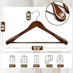 Amber Home 6 Pack Walnut Wide Shoulder Wooden Suit Hangers, Wood Coat Hangers with Non Slip Pants Bar, Clothes Hangers for Jackets, Sweaters, Pants & Heavy Clothes (Vintage, 6 Pack)