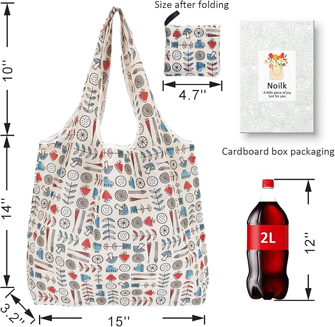 Reusable Foldable Shopping Bags, 4 Pack - Lightweight And Compact, Grocery Totes With Summer Patterns, Machine Washable And Durable, Ideal For Groceries, Travel, And Daily Use