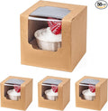 BOOMIBOO 50 Pack Individual Cupcake Containers, Cupcake Boxes with Window, Food Grade Cupcake Holders with Inserts, Stackable Deep Cupcake Carrier Easy Transport and Presentation (Brown)