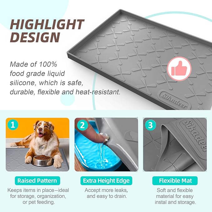 SIKADEER 40" x 22" Under Sink Mat Waterproof, Silicone Mat Kitchen Drawer Shelf and Cabinet Liner, Sink Protector for Kitchen Organizers and Storage, Boot Tray Pet Food Mats