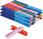 Colored Wooden Clothes Pins, Rainbow Colors 50 Pack, 2.9 Inch, 5 PCS Per Color, Large Natural Birchwood Rust, Moisture Resistant Clothes Pegs, Colorful Heavy Duty Wooden Clothespins,Clothes Pin
