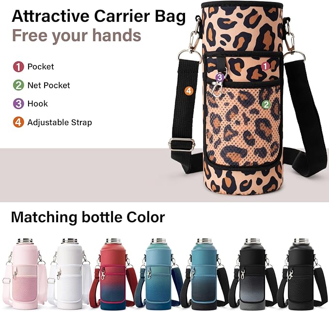 Insulated Water Bottle | Thickened Stainless Steel Vacuum Metal | Portable Sports Water Jug for Gym and Hiking with Straw, Carrier Bag, Handle Strap | BPA-Free 40 oz