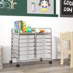 GOFLAME 12-Drawer Rolling Storage Cart, Multifunctional Art Craft Organizer Cart, Mobile Utility Storage Cart with Removable Drawers & Lockable Wheels, Craft Cart for Home Office School, Clear