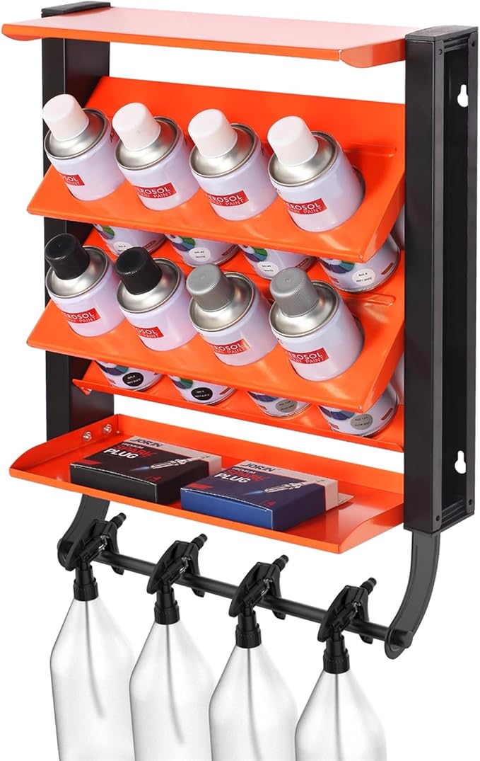 WALMANN Wall Mounted Spray Paint Can Holder, Heavy Duty Metal Can Storage Rack for Garage, Holds Up to 100 lbs(Pack of 2)