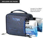 Titan by Arctic Zone Fridge Cold Lunch Box with 2 Gel Ice Packs, Small Insulated Cooler Bag with Leak Proof Lining for School and Work, Dark Wave