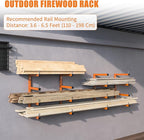 2-Pack Lumber Storage Rack, Wood Storage Racks Wall Mount, Heavy Duty Garage Wood Organizer With 4-Level System, Orange Utility Rack Organization Up 800 Lbs, Metal Lumber Shelf for Indoor and Outdoor