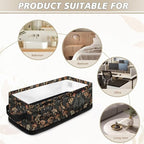 Storage Bins for Organizing Toiletries Foldable Organizer Rectangular Storage Basket for Bathroom Bedroom Office Home Accessories and Decor, Mushroom Leaf Black