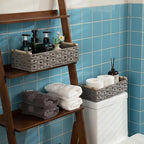 OIAHOMY Toilet Paper Baskets Handmade Paper Rope Decorative Wicker Storage Tank Shelf Cabinet Organizer for Bathroom Home, Set of 2, Grey