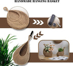 Hanging Fruit Large Basket Set of 3, Boho Wall Hanging Storage Basket for Organizing, Handmade Teardrop Hammock Holder for Fruit Vegetable in Home & Restaurant Kitchen with Hooks,Light Linen