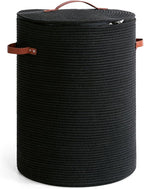 CHICVITA Tall Laundry Basket with Lid, Large Laundry Hamper for Bedroom, Laundry Bin for Clothes, Blankets, Toys, Decorative Woven Basket for Living Room, 15 x 20 inches, Black
