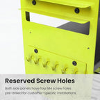 4-Tier Heavy Duty Power Tool Organizer, 600lbs Capacity Reinforced Steel Drill Rack with Side Accessory Mounting Studs, High-Visibility Wall Mount Storage, Fluorescent Green