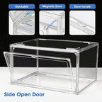 HIYOHIYO Size 14 Acrylic Clear Shoe Storage Boxes Stackable for Sneaker, Clear Shoe Box Storage Bins, Fully Transparent Display Case with Magnetic Door Suitable for Ankle, Boots, High Heels (1 Pack)