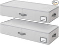 GRANNY SAYS 7.5" Foldable Underbed Storage Box with Lid, 82L Large Under Bed Storage Containers with Reinforced Bottom for Comforters & Blankets, High Capacity Seasonal Bedding Organizer, 2 Pack,Grey