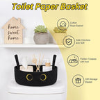 Toilet Black Cat Paper Basket–Cute Cat Oval Woven Bathroom Organizer Toilet Tank Decorative Storage Basket, Shelf Rope Cotton Cat Bin with Handles, Wedding Towel Holder, 13" D x 7.48" H in