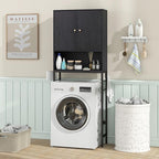 Giantex Over The Toilet Storage Cabinet, Bathroom Space Saver W/Toilet Paper Holder & Hook, Adjustable Shelf & Bottom Bar, Open Storage Cube, Over Toilet Bathroom Organizer for Laundry, Restroom