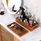 Bathroom Decor Box,Wooden Toilet Tank Topper Basket Tray,Back of Toilet Basket for Paper Storage Bathroom Counter Organizer (Brown, 13.1 * 6.2 * 2.5in)