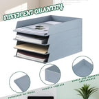 Wenqik 8 Pcs Stackable Paper Trays Rectangular Plastic Desk Holder Desktop Document File Organizer Storage Letter for Office Classroom (Gray)