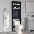 Meilocar Over The Toilet Storage Cabinet for Bathroom, Storage Organizer Over Toilet, Space Saver W/Adjustable Shelf & Open Shelves, 75in, Black