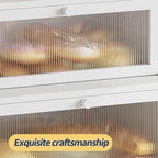 Double Layer Bamboo Bread Box for Kitchen Counter,Bread Holder,Countertop Bread Storage with Window (White)