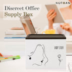 Discreet Tampon Holder for Bathroom with Vanity Tray Lid, Tampon Organizer for bathroom for Wall or Countertop Mount, Wood Pad Dispenser, Feminine Product Organizer