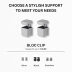 Glass Shelves - Tempered Safety Glass Shelves for Bathroom, Choose Over 20 Shelf Brackets and Multiple Shelf Sizes - Bloc Style - 31.5 x 7.9 in - Silver Clip