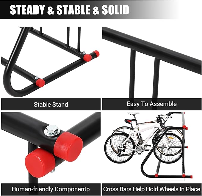 Commercial Grid Bike Rack for 5 Bikes - Heavy Duty Metal Bike Stand Floor, 39.7 LBS Q235 Steel Outdoor Bicycle Parking Rack for Garage, Retail, School, Backyard, Bike Shop (Single Side)
