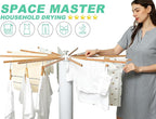 Cylinder Tripod Clothes Drying Rack - 16 Expandable Rods | Standing Octopus Drying Rack Clothing | Space Saving Master | Collapsible Compact for Laundry Room Household & Indoor | Solid Wood